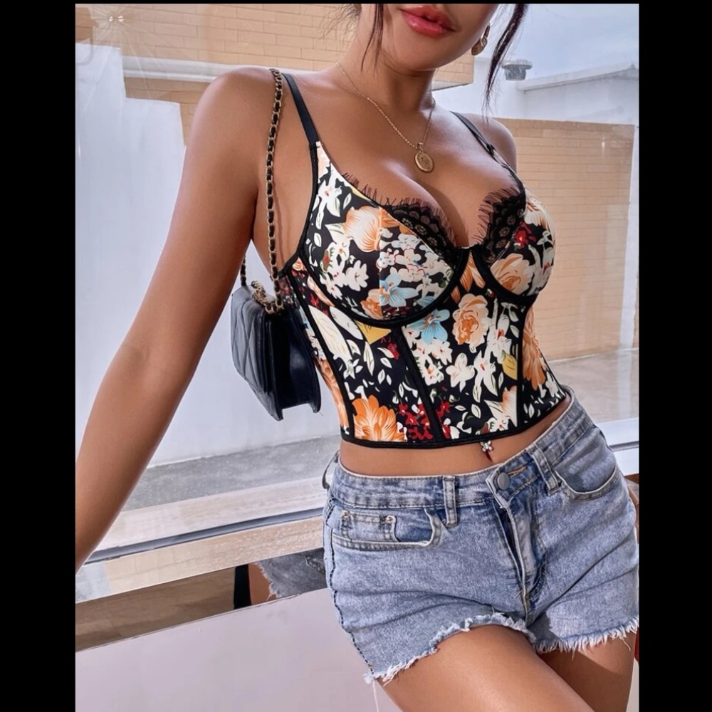 Floral Print Bustier Top